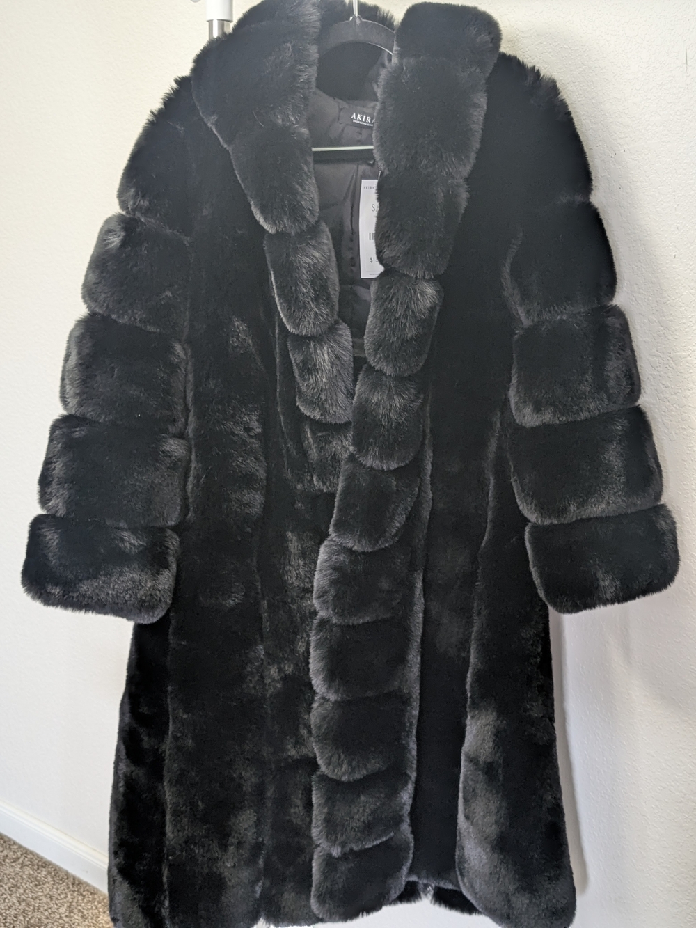 Akira Black Faux Fur Long Coat